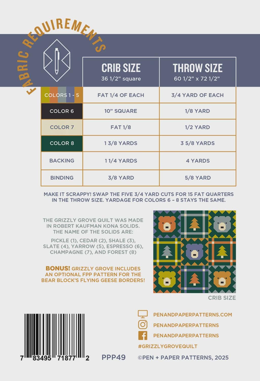 Grizzly Grove Quilt Pattern By Pen And Paper