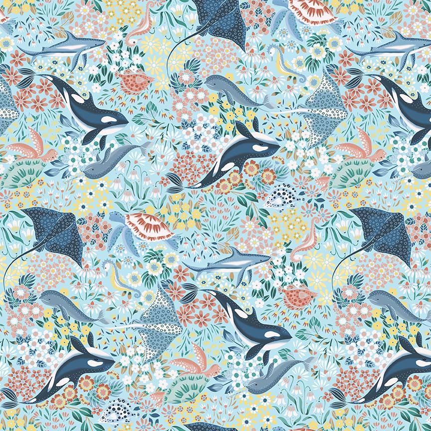 Dear Stella - Wanderlust - Vitamin Sea - Floral Ocean Animals - STELLA - D3426 POOL