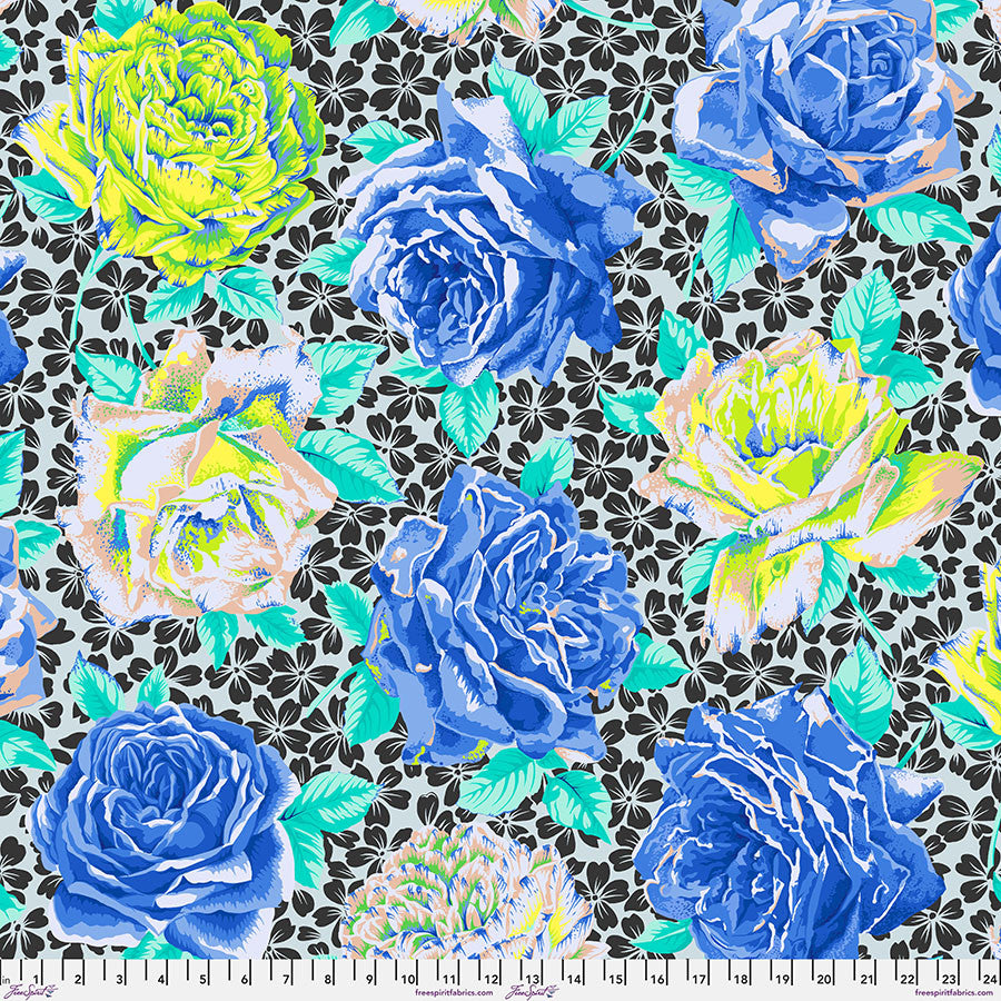 Preorder - FreeSpirit - Kaffe Fassett Collective - Rose Bloom - PWPJ077.BLUE - Expected Release February 2026