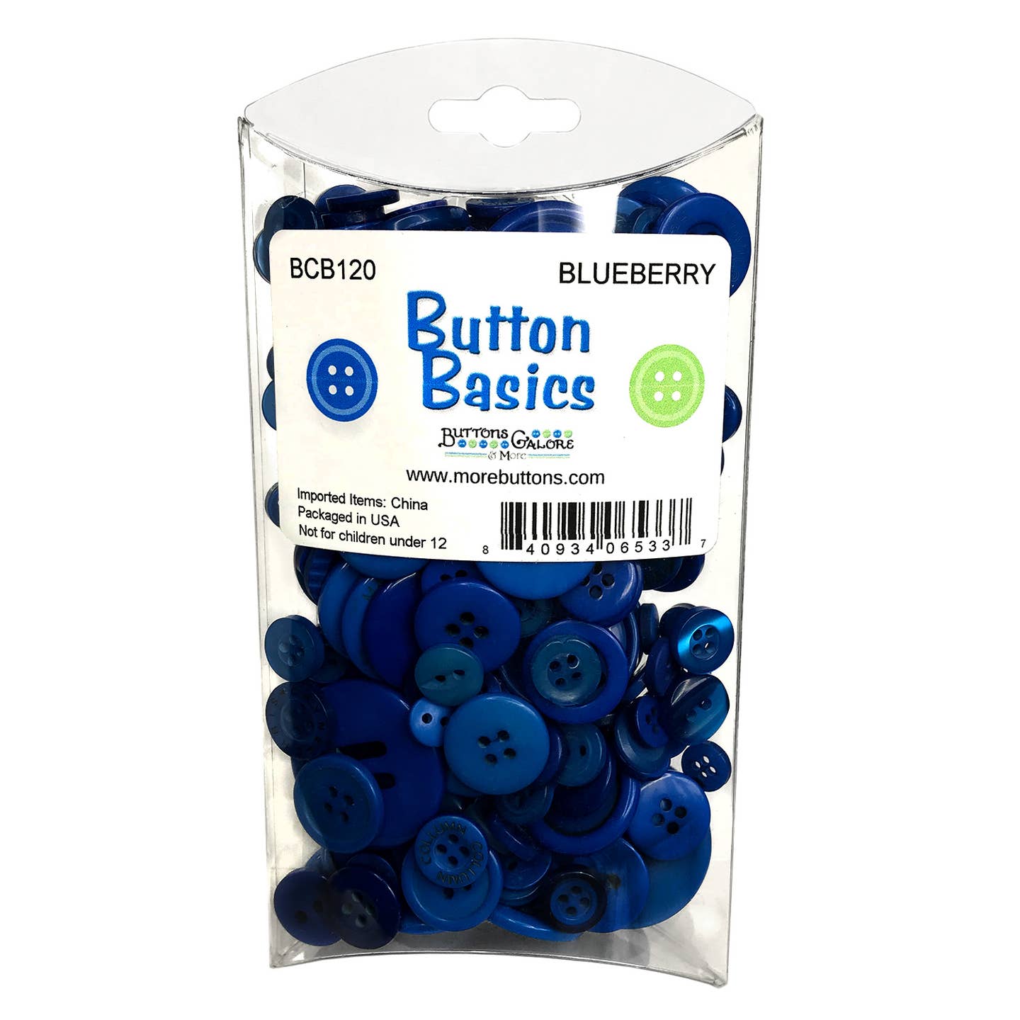 Buttons Galore and More - Button Basics Colorful Craft And Sewing Buttons - Blueberry