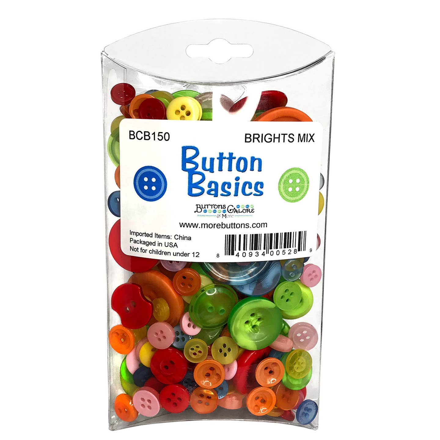 Buttons Galore and More - Button Basics Colorful Craft And Sewing Buttons - Brights Mix