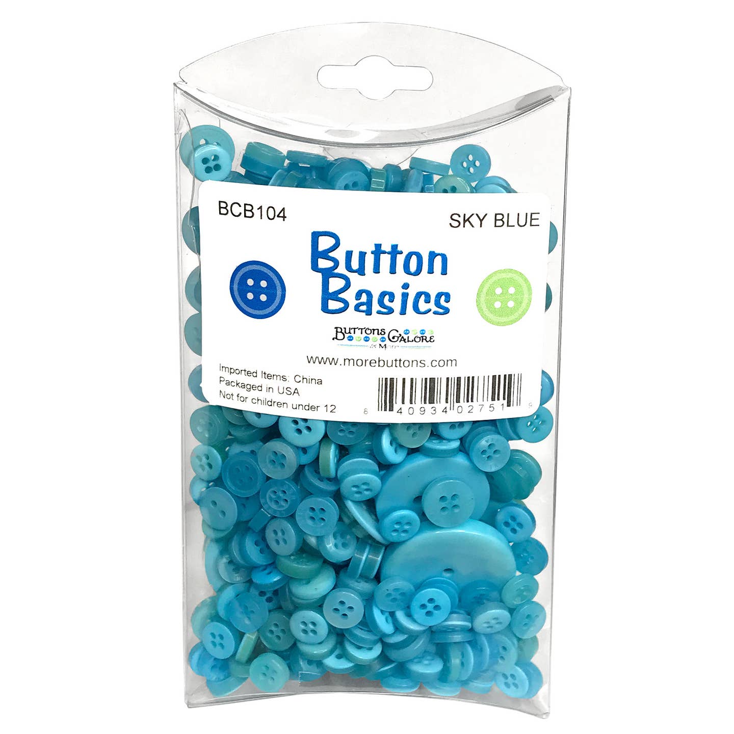 Buttons Galore and More - Button Basics Colorful Craft And Sewing Buttons - Sky Blue