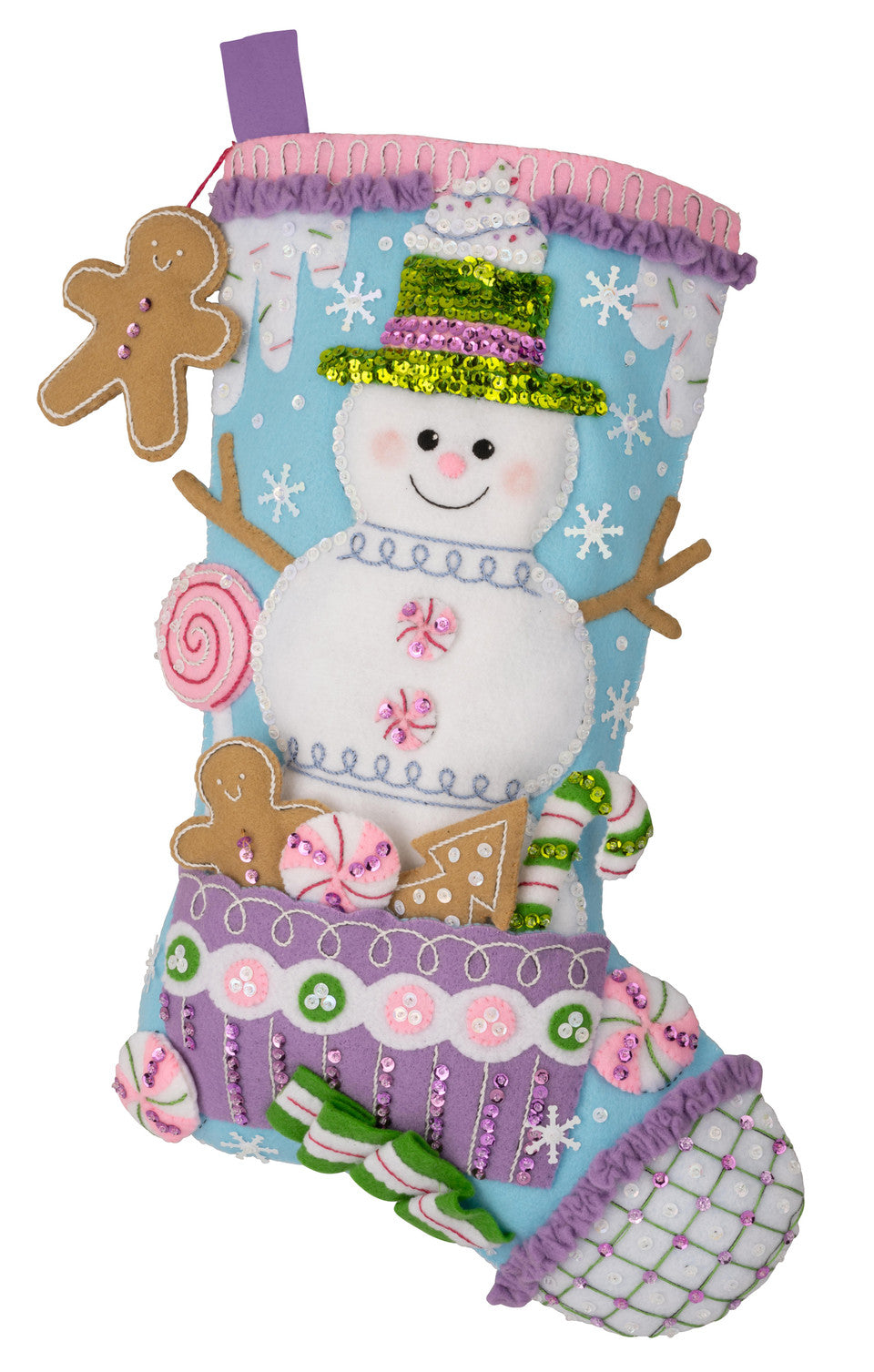 Bucilla - Seasonal Felt Stocking Kit - Snowman's Candy Confections