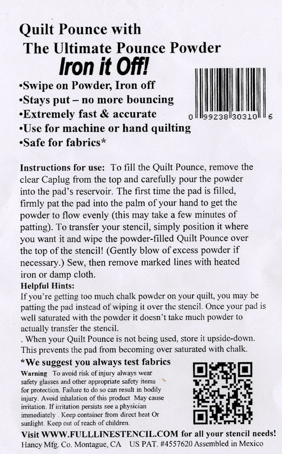 Quilt Pounce - Ultimate Pounce Powder Pad - Iron Off Quilt Marking Tool