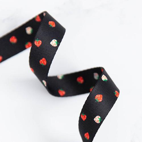 Strawberry Webbing Mini Berry In Black 1" SSCWEB 33 Stitch Supply Co - By the Yard