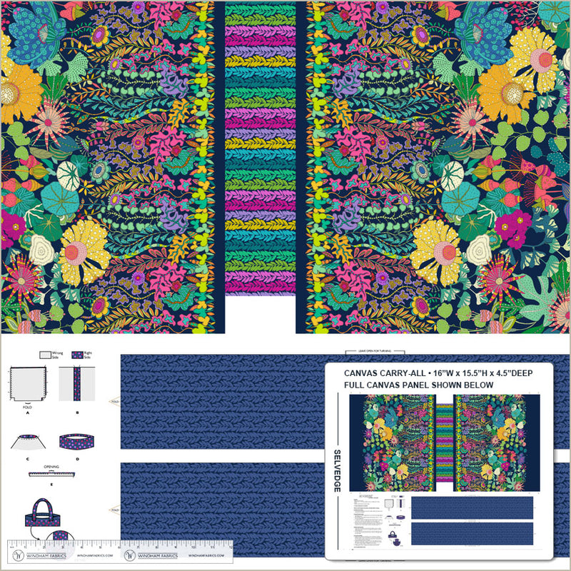 PREORDER - Windham - Sally Kelly - Sunshine - Carry All Canvas Bag Panel - 54984DCP-X Multi - Expected Release April 2026