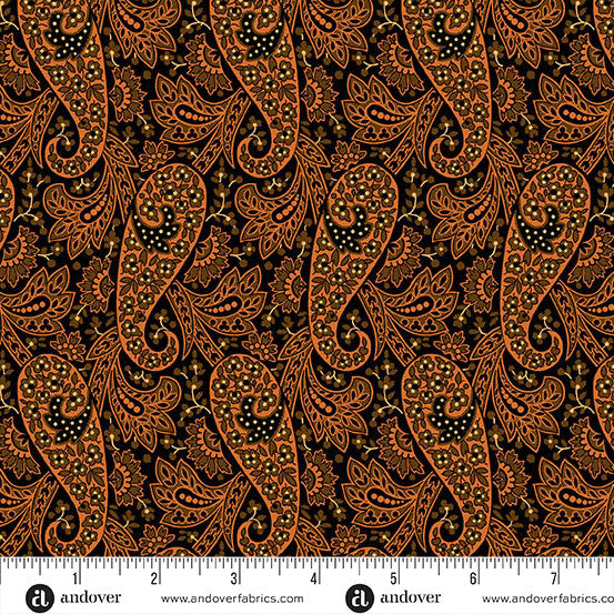 PREORDER - Andover - Nightfall - Paisley Black And Orange - A-10203-K - Expected Arrival April 2026