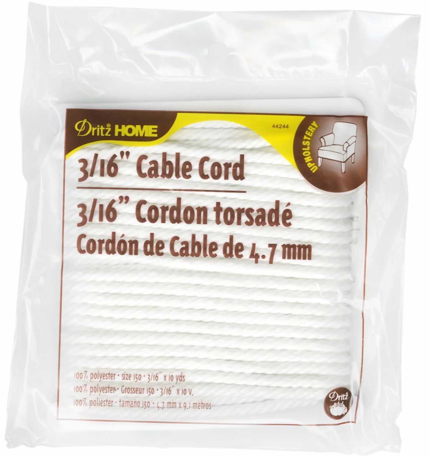 Dritz Cable Cord Polyester 3/16" Size 100 - 10 Yards