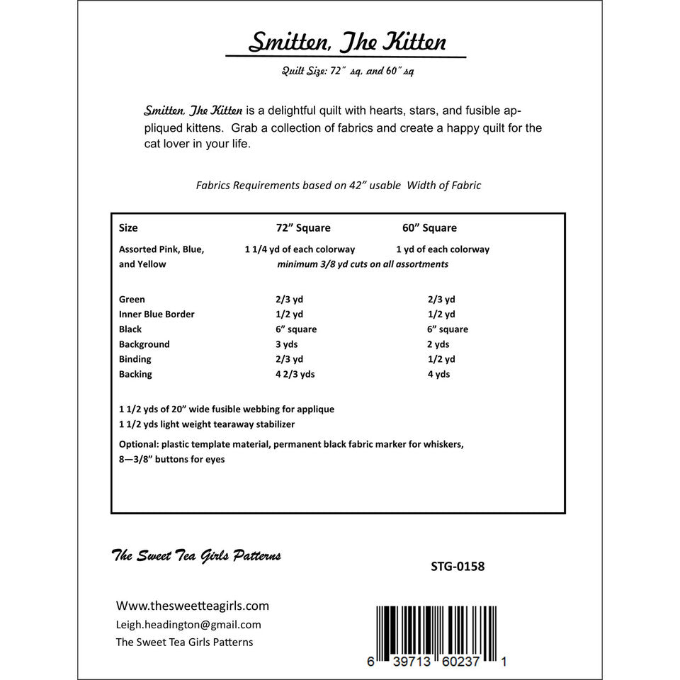 Smitten The Kitten Quilt Pattern By The Sweet Tea Girls