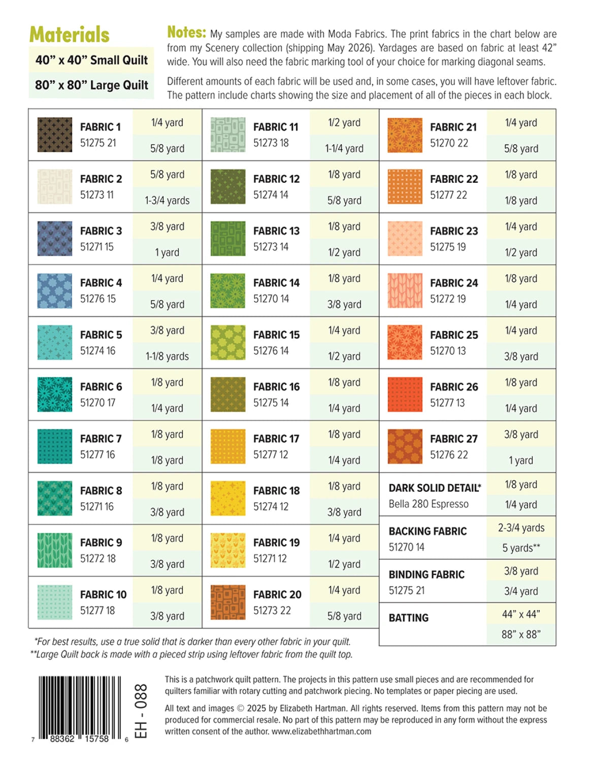Outdoors Quilt Pattern By Elizabeth Hartman