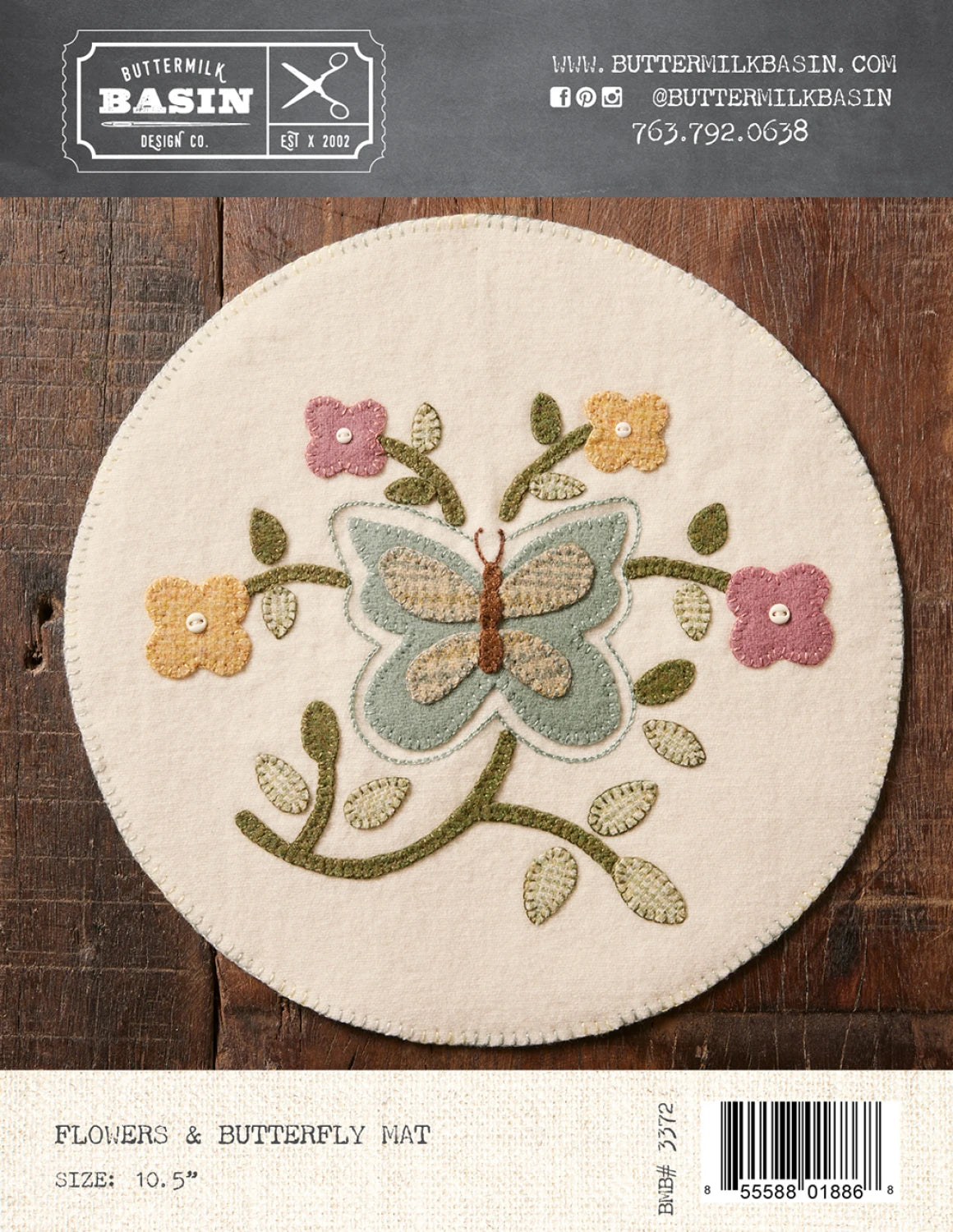 Flowers And Butterfly Mat Pattern By Buttermilk Basin