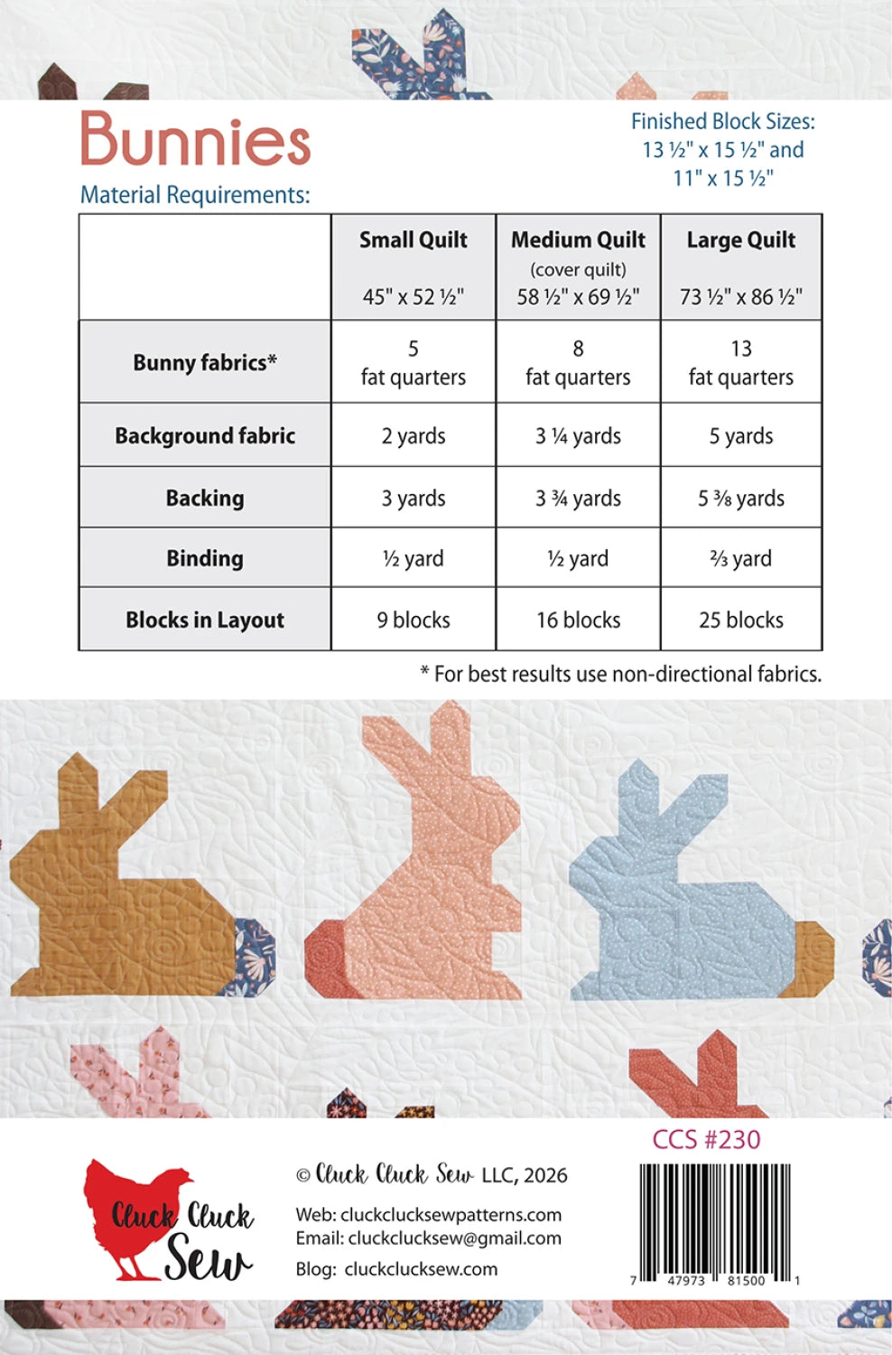Bunnies Quilt Pattern By Cluck Cluck Sew