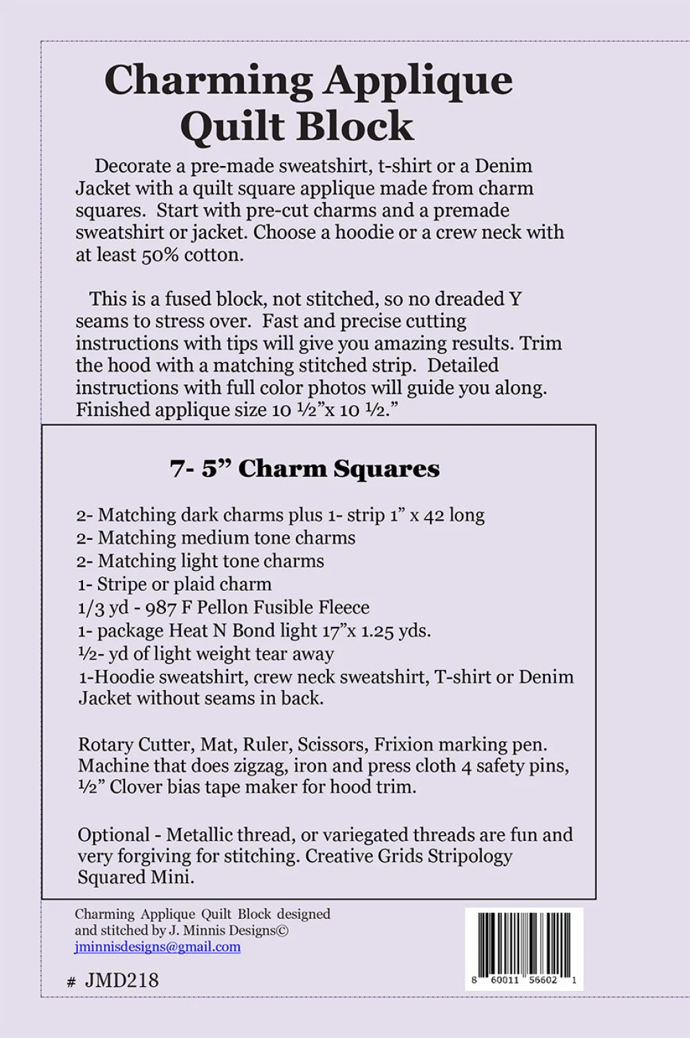 Charming Applique Double Aster Block Pattern By J Minnis Designs
