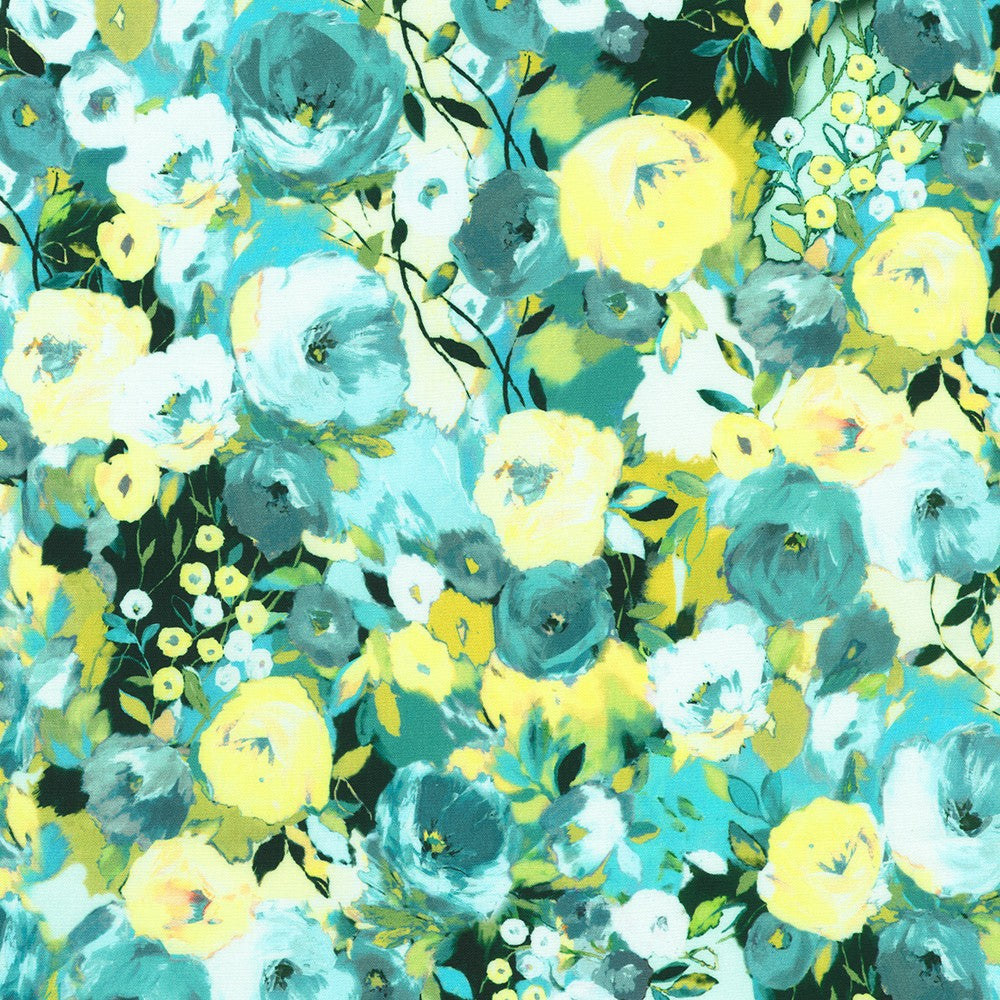 Robert Kaufman - Painterly Petals Valley - Painted Flowers - SRKD-23408-473 BOUQUET