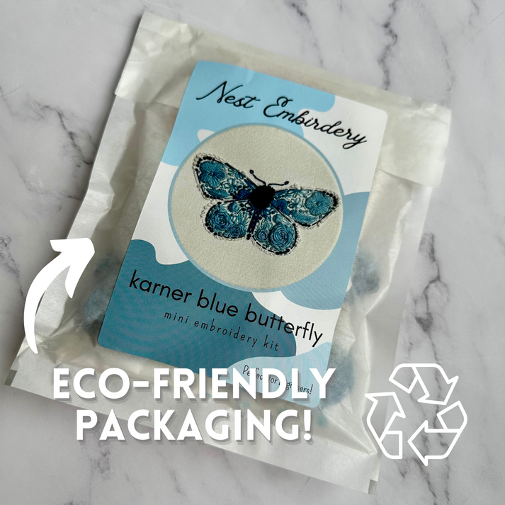 Nest Embirdery - Karner Blue Butterfly Mini Embroidery Kit