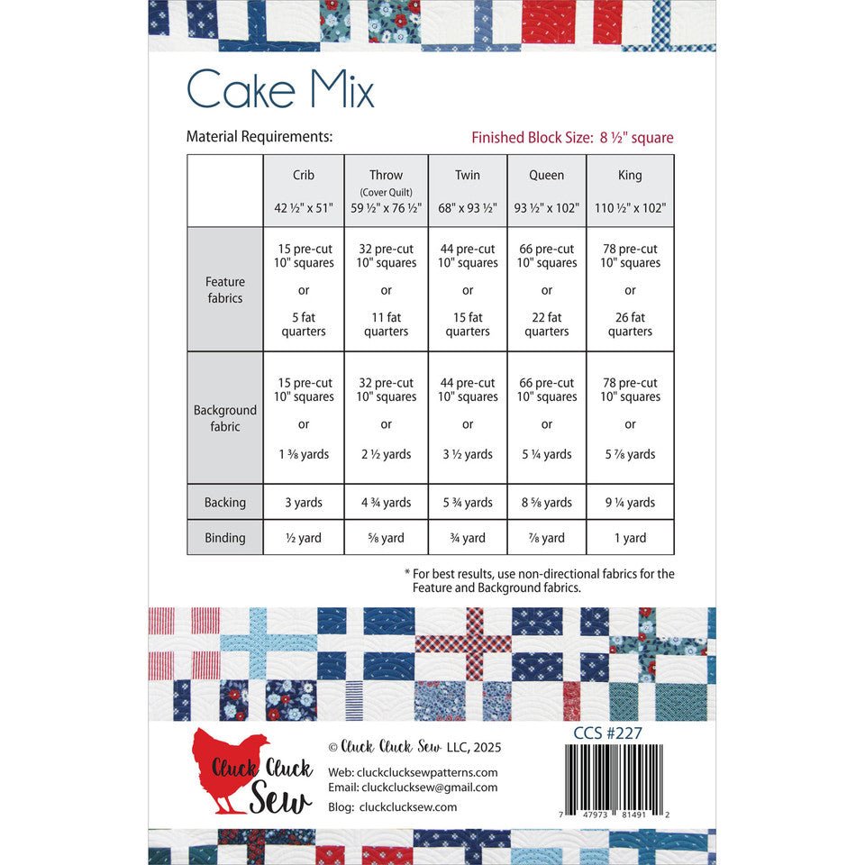 Cake Mix Quilt Pattern By Cluck Cluck Sew
