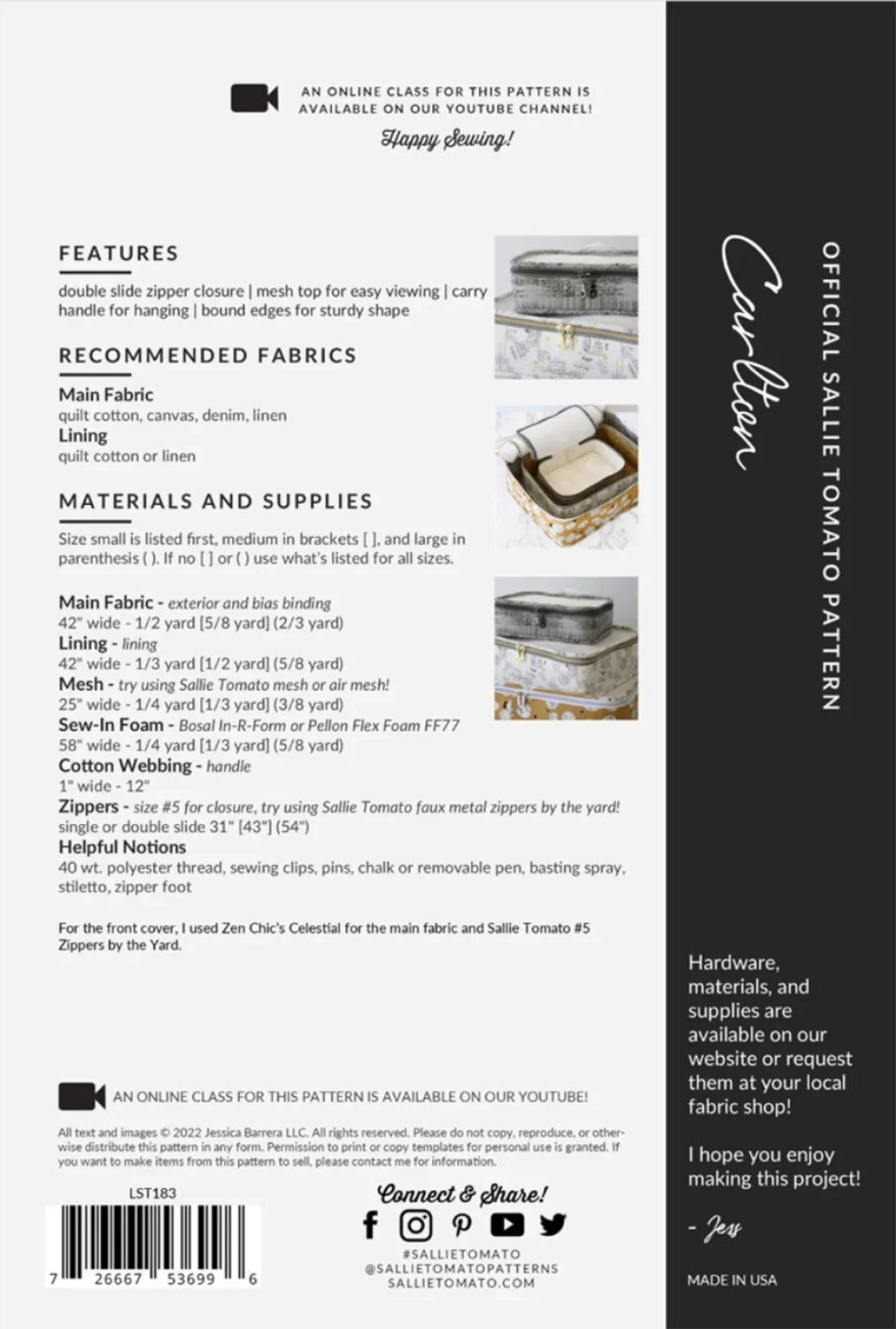 Carlton Packing Cubes Pattern By Sallie Tomato