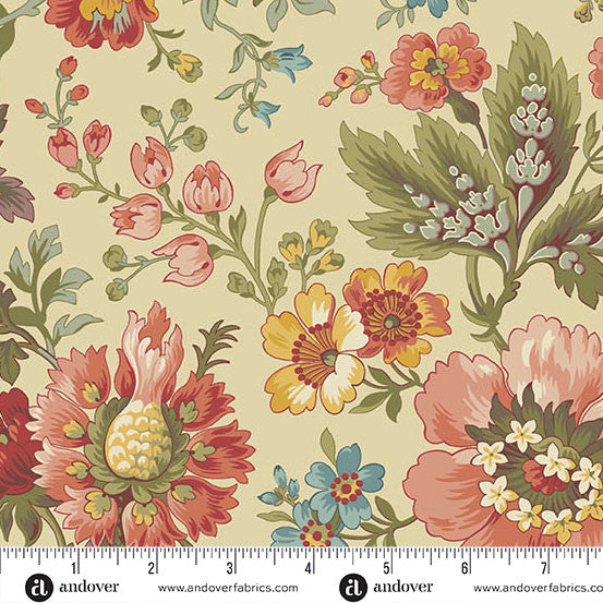 Andover - 108" Wideback - Laundry Line By Laundry Basket Quilts - Floral Milk and Honey Wide Quilt Backing Fabric - AW-10147-L