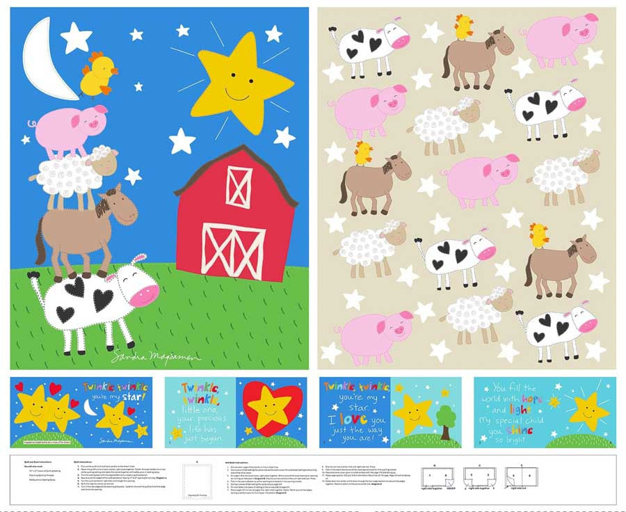 Studio E - Sandra Magsamen - Huggable and Loveable - Small Quilt and Book Panel - 8840BP-01 Multi