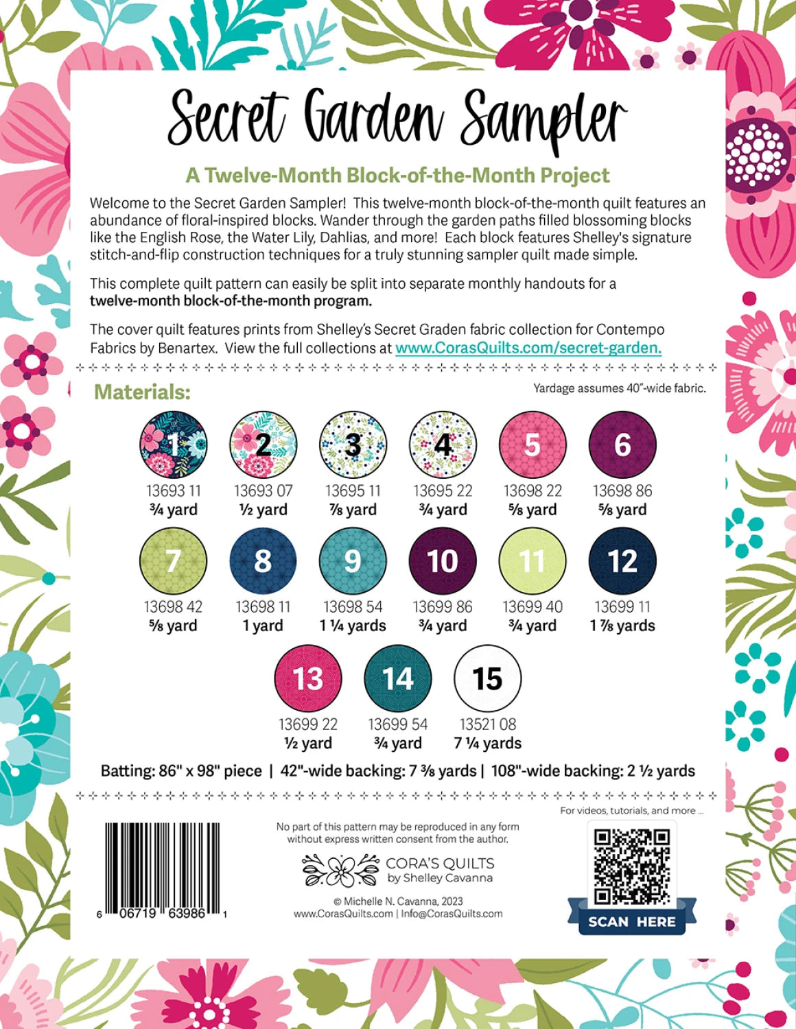 Secret Garden Sampler Quilt Pattern By Cora's Quilts