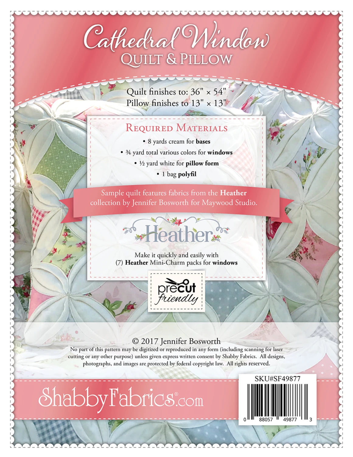 Heather Cathedral Window Quilt and Pillow Pattern By Shabby Fabrics