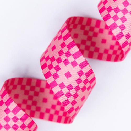 Bitmapped Neon Pink Webbing 1.5" Stitch Supply Co - By The Yard