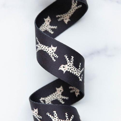 Snow Leopard Black Webbing 1.5" Stitch Supply Co - By The Yard