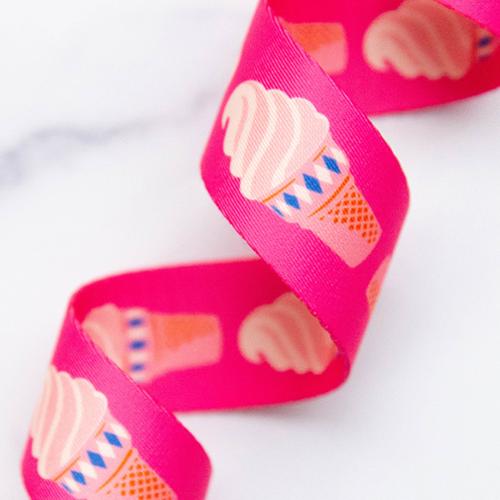 Ice Cream Pink Webbing 1.5" Stitch Supply Co - By The Yard