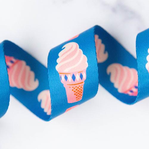 Ice Cream Blue Webbing 1.5" Stitch Supply Co - By The Yard