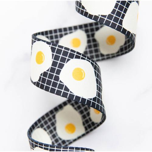 Fried Eggs Black Webbing 1.5" Stitch Supply Co - By The Yard