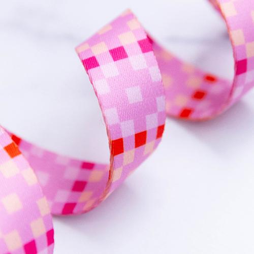 Quadrilateral Macaron Pink Webbing 1" Stitch Supply - By the Yard