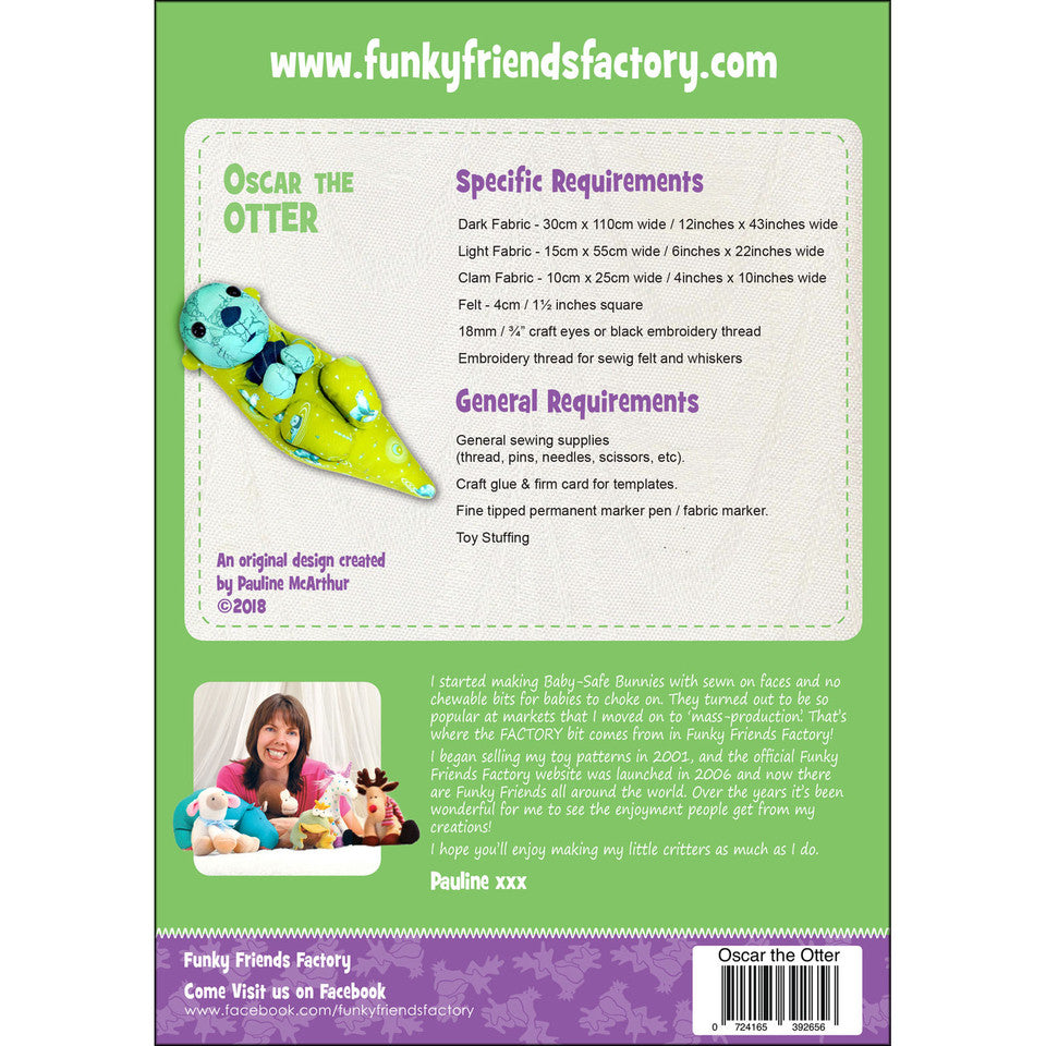 Oscar the Otter Stuffed Animal Pattern By Funky Friends Factory