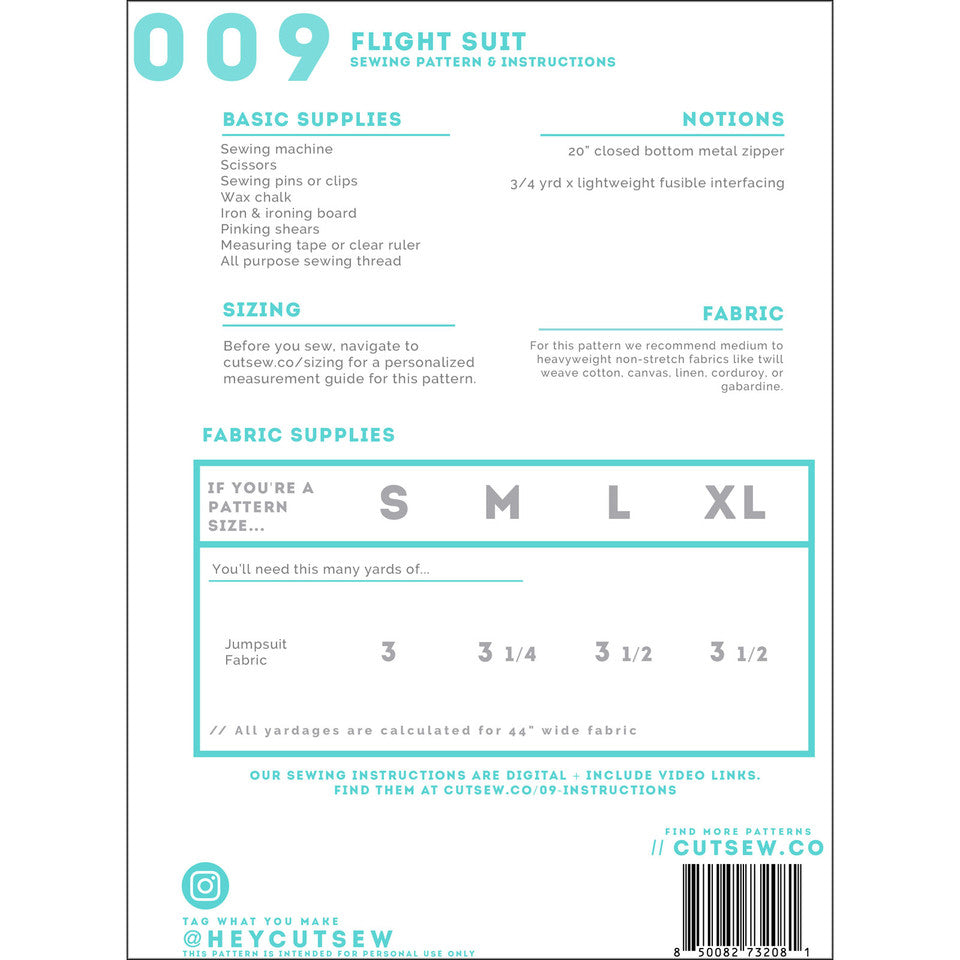 Flight Suit Clothing Pattern By Cut / Sew Patternmaking