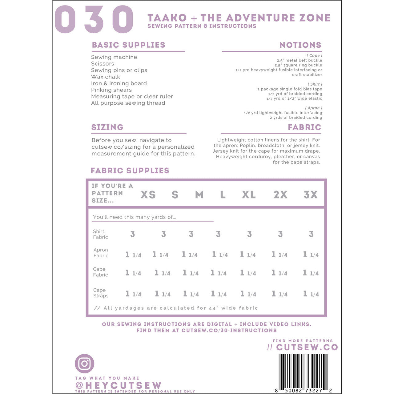 Taako and The Adventure Zone Clothing Pattern By Cut / Sew Patternmaking
