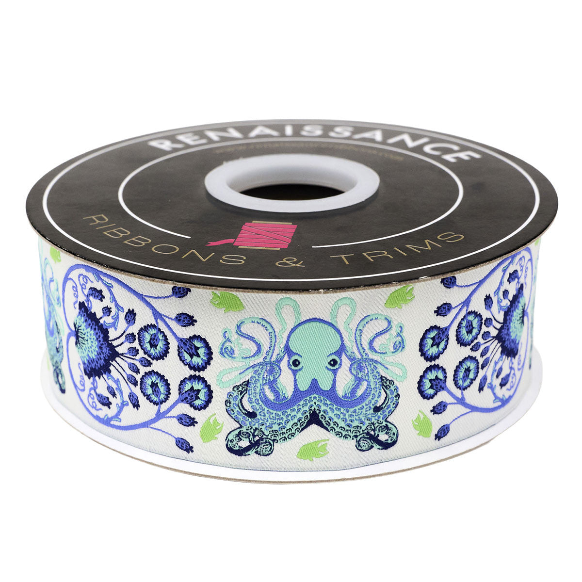 Preorder - Tula Pink - Floral Reef Ribbon - Octogarden Marine - 1-7/8" - By The Yard - Ships April 2026