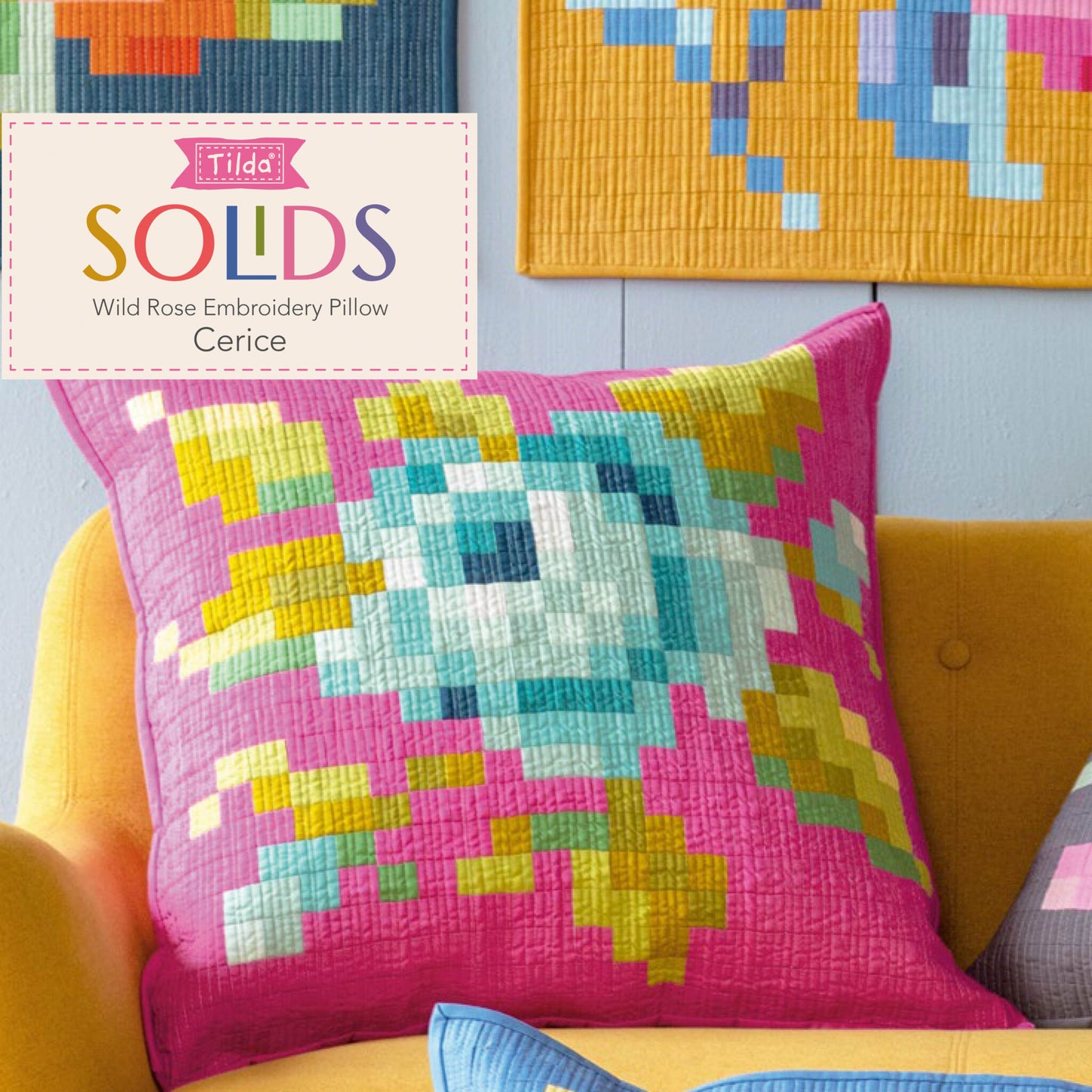 Tilda - Wild Rose Embroidery Pillow Pattern and Fabric Kit - Cerice Version