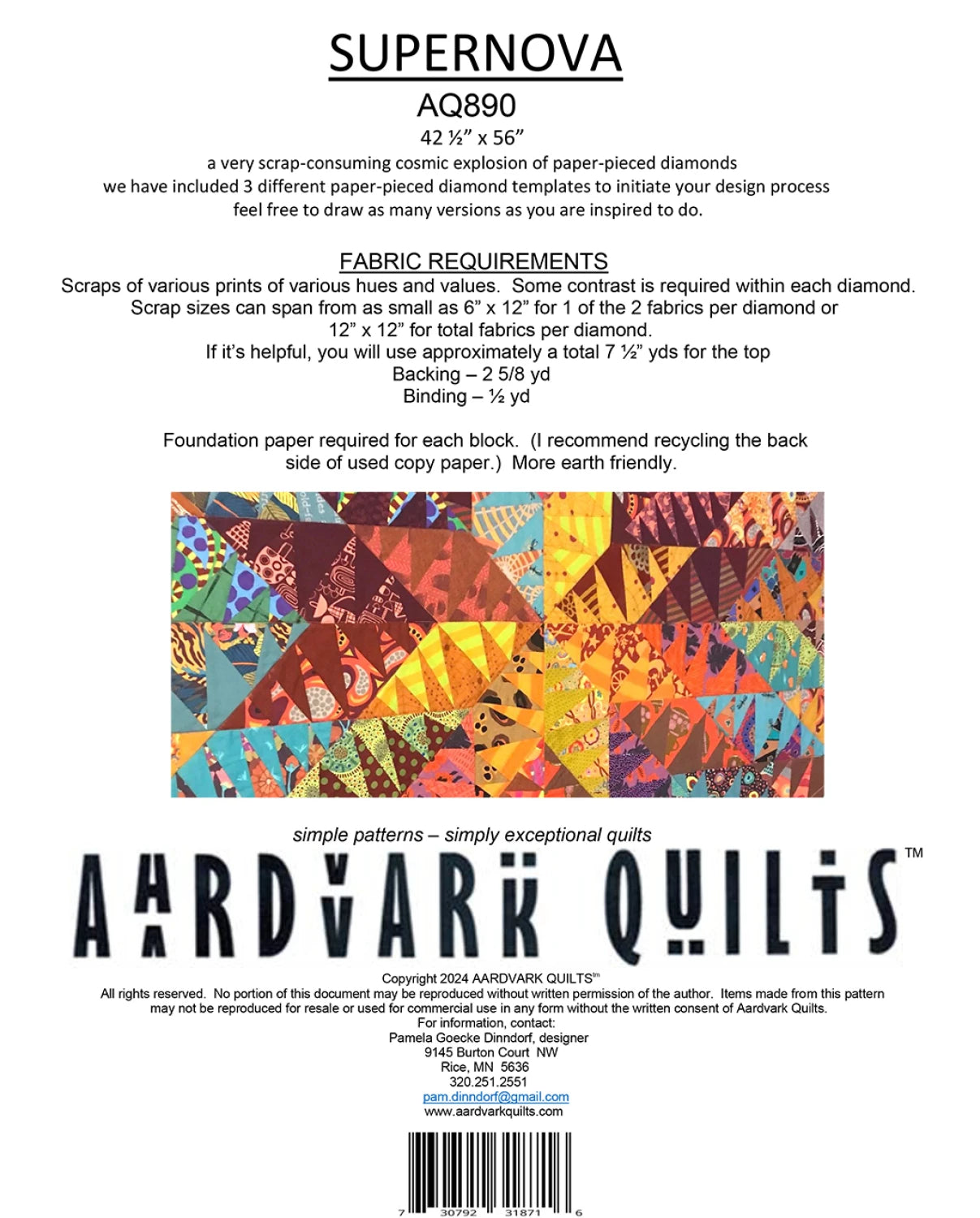 Supernova Quilt Pattern By Aardvark Quilts