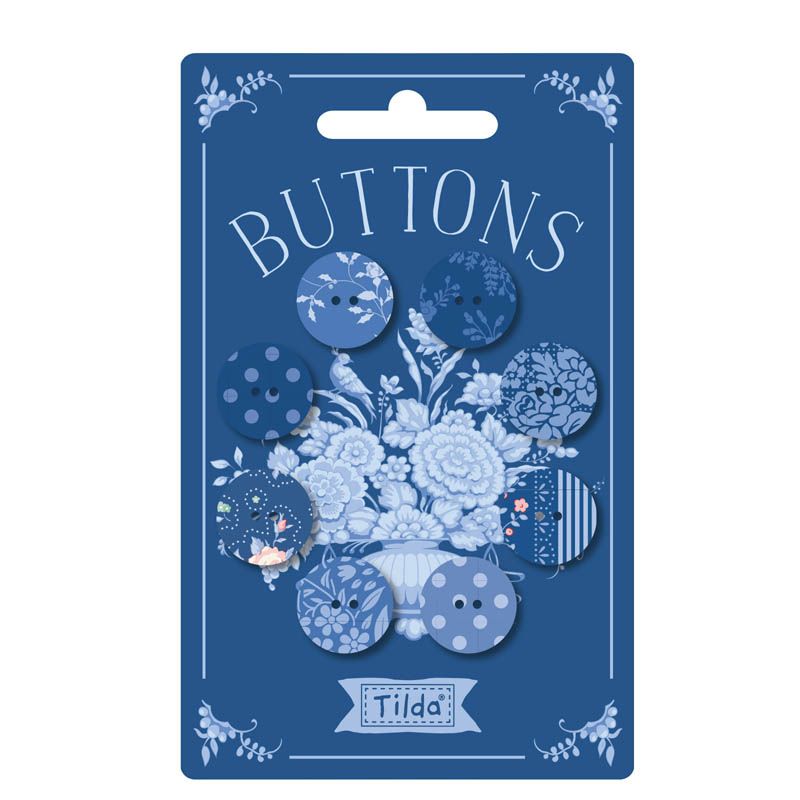 Preorder - Tilda - Something Blue - 8 Pieces 20mm Dark Blue Buttons - TIL400077 - Ships June 2026