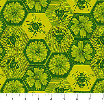 Northcott - Anna Maria Textiles - Indelible Ink - Busy Bees - AMT1005-71C
