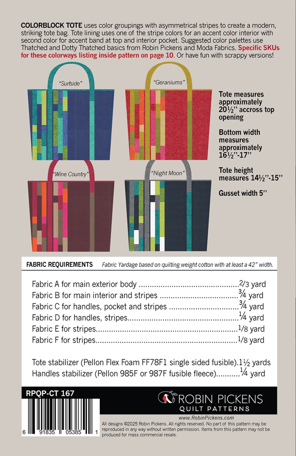 Colorblock Tote Bag Pattern By Robin Pickens