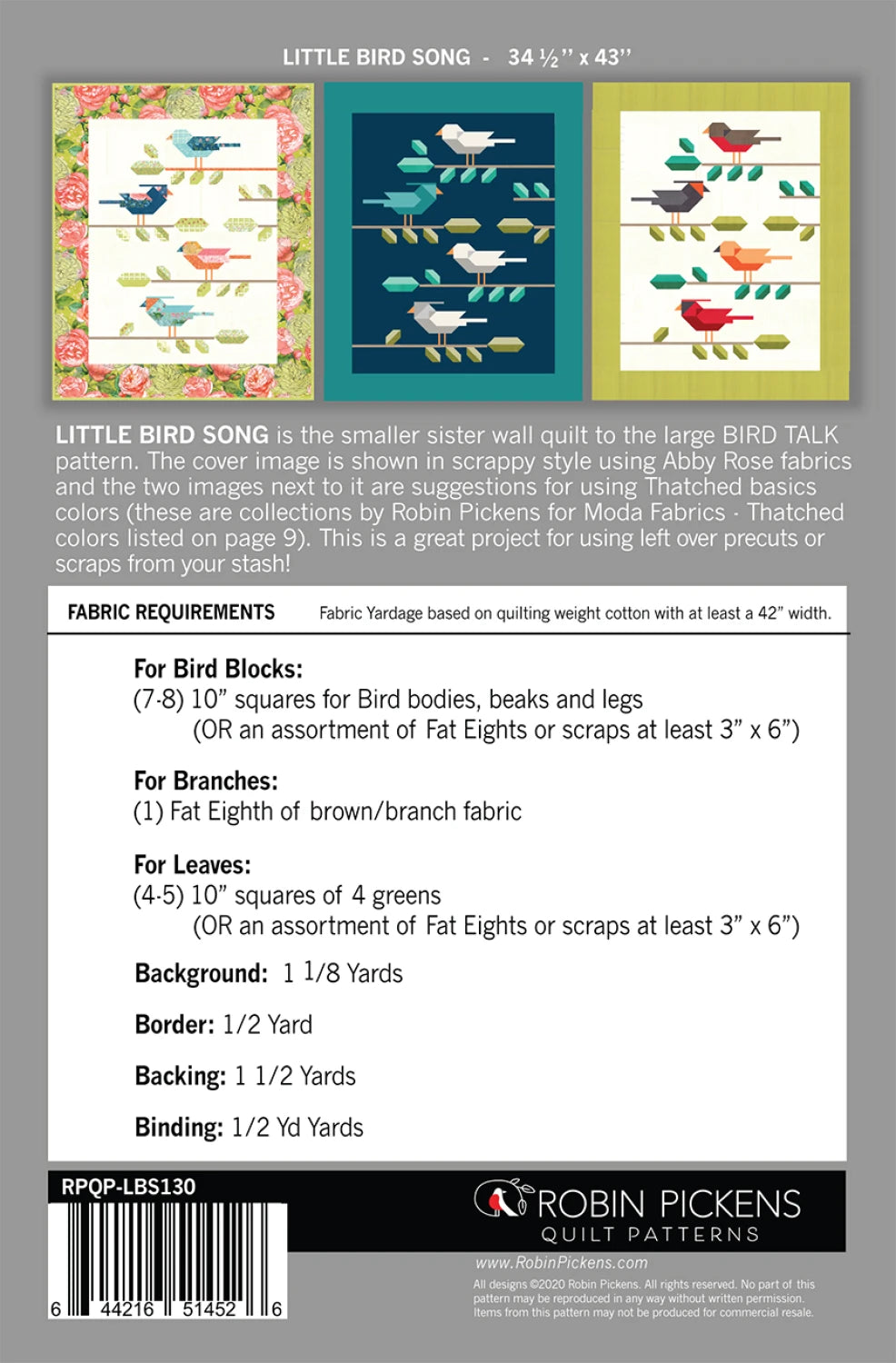 Little Bird Song Quilt Pattern By Robin Pickens