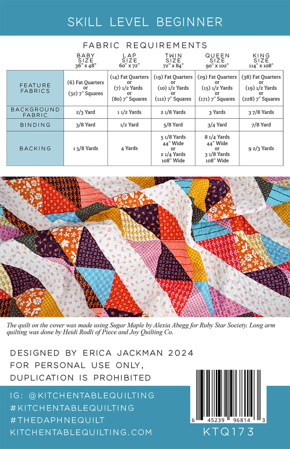 The Daphne Quilt Pattern By Kitchen Table Quilting