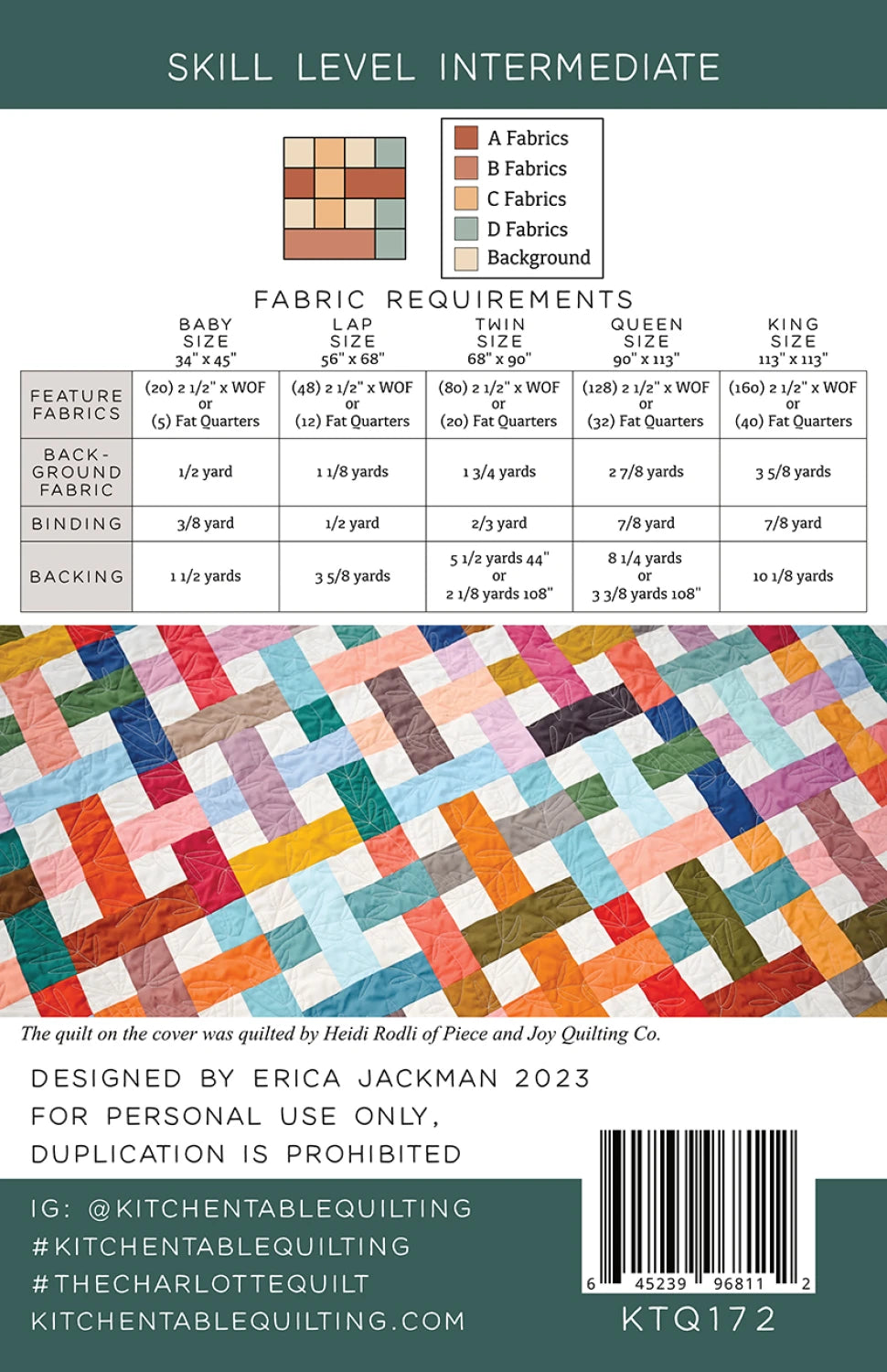 The Charlotte Quilt Pattern By Kitchen Table Quilting