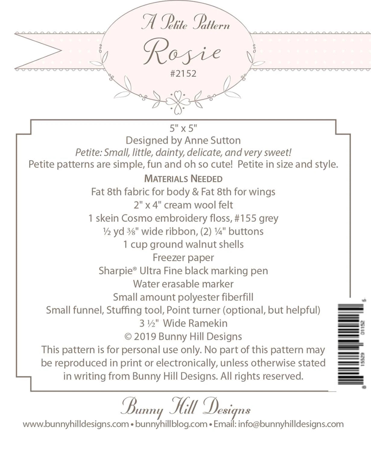 Rosie Pattern By Bunny Hill Designs