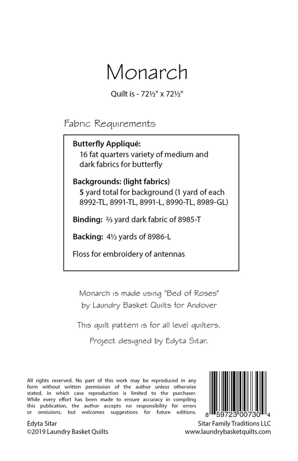 Monarch Quilt Pattern By Laundry Basket Quilts