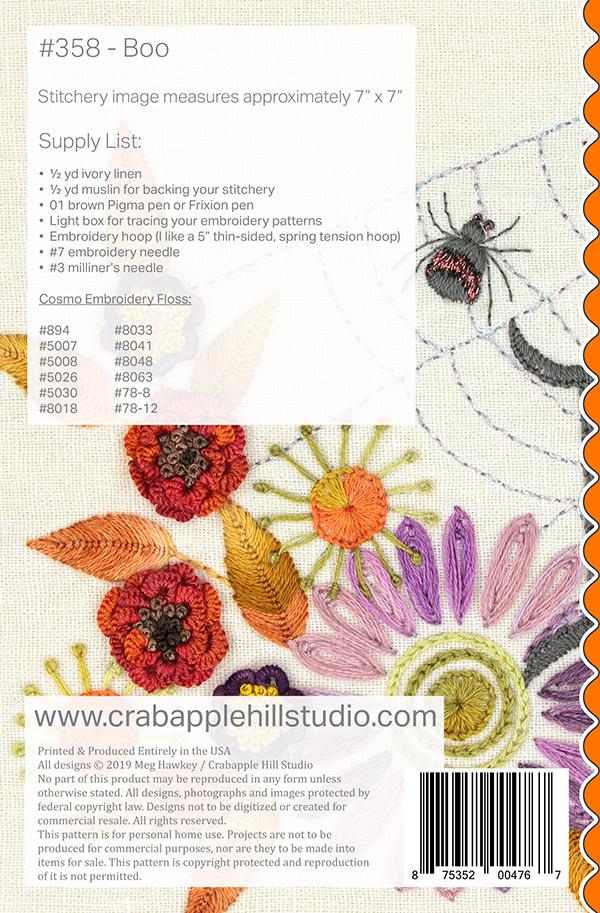 Boo Embroidery Pattern By Crab Apple Hill