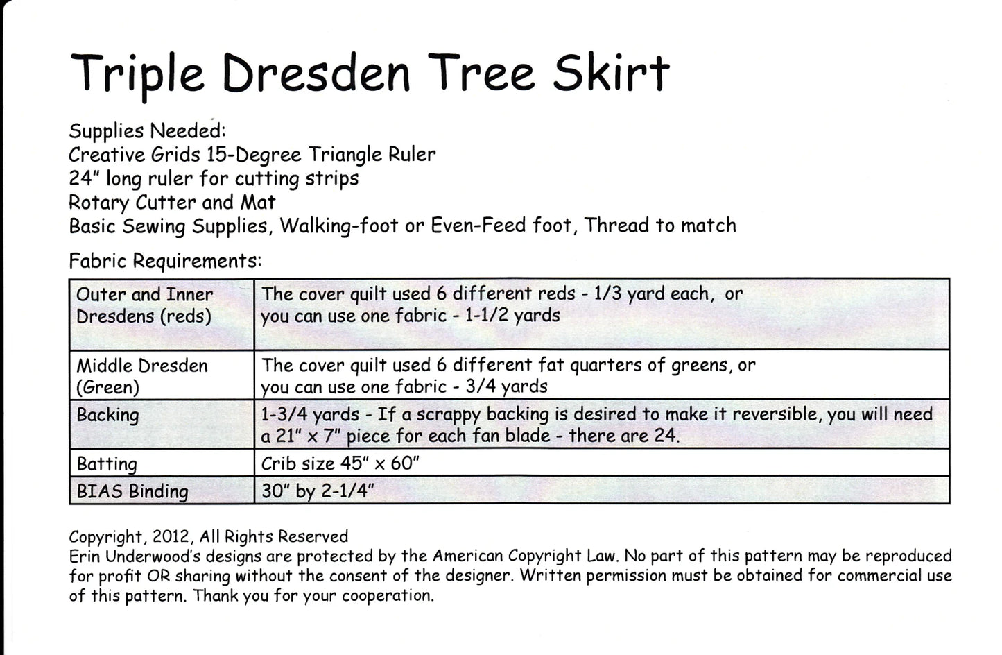 Triple Dresden Tree Skirt Pattern By Erin Underwood