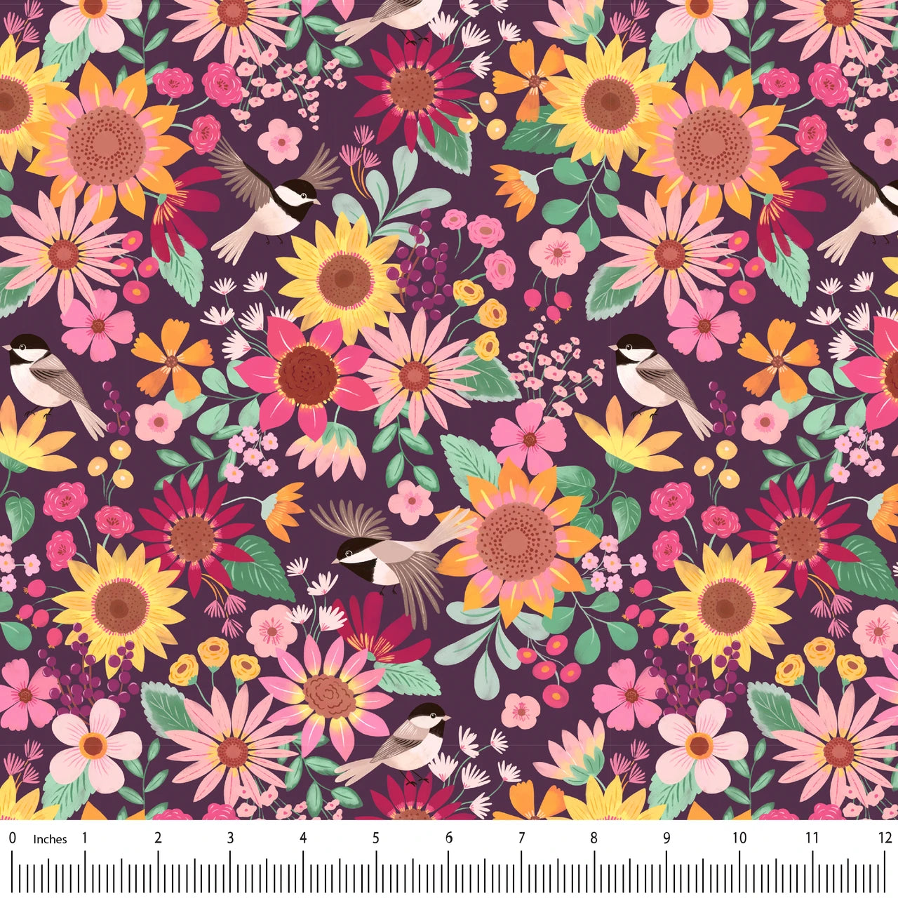 Mia Presley Designs - Tati Abaurre - Sunflower Reverie - Petal and Song - Birds and Flowers - 120326-01