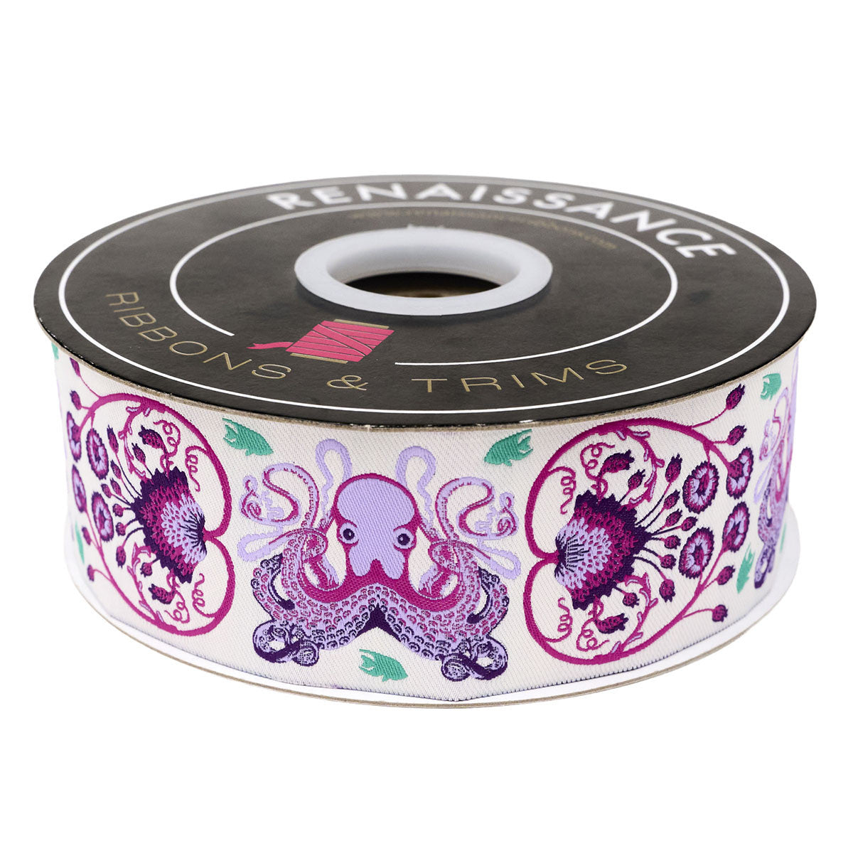 Preorder - Tula Pink - Floral Reef Ribbon - Octogarden Ultraviolet - 1-7/8" - By The Yard - Ships April 2026