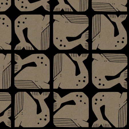 Cotton and Steel - By The Seaside - Unbleached Canvas - Grumpy Whale Black - LV100-BK11UC